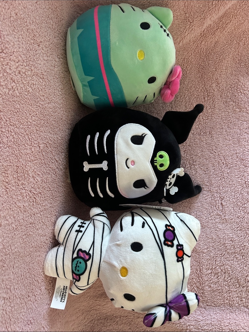 Sanrio Hello Kitty Plush Trio - Green, Black, White